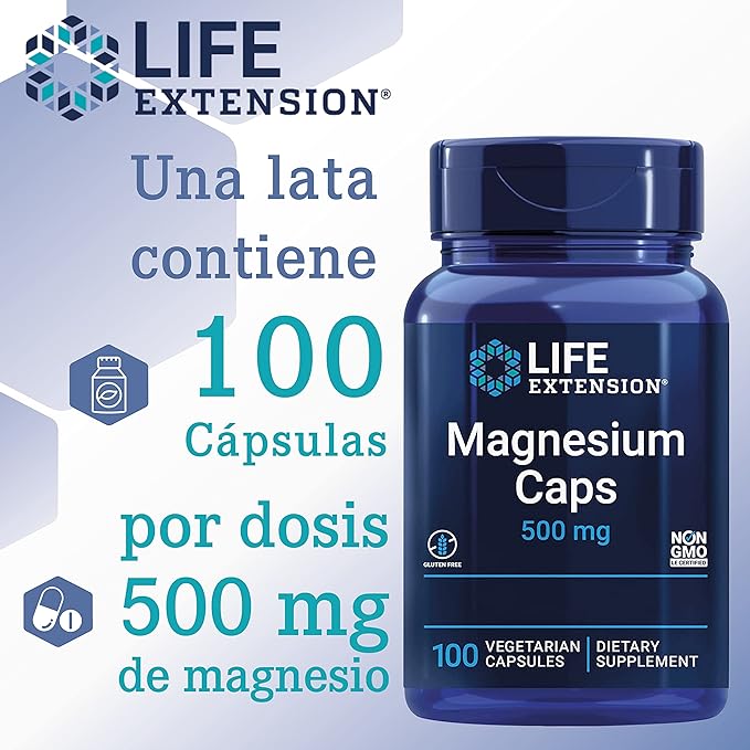 LIFE EXTENSION Magnesium Caps -Magnesio mineral esencial para todo el cuerpo