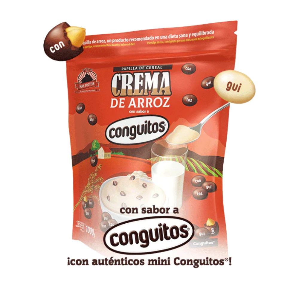 Max Protein Crema de Arroz 1kg | Deliciosa y nutritiva en sabores Lacasitos, Conguitos y Minidona