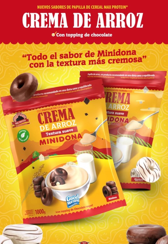 Max Protein Crema de Arroz 1kg | Deliciosa y nutritiva en sabores Lacasitos, Conguitos y Minidona