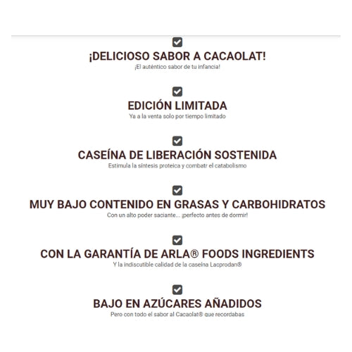 BIG MICELLAR Casein - Proteína de Caseína sabor CACAOLAT 1kg Proteína de liberación lenta