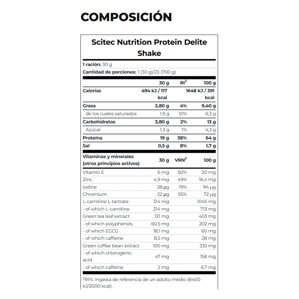 SCITEC NUTRITION Protein Delite Shake 700gr | Disfruta del sabor mientras nutres tus músculos