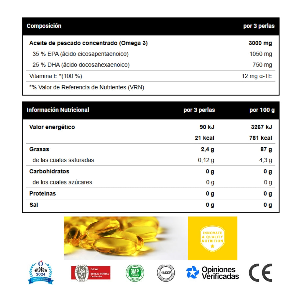 VITOBEST Super Omega 3 – Ácidos grasos esenciales de alta pureza - 90 cápsulas
