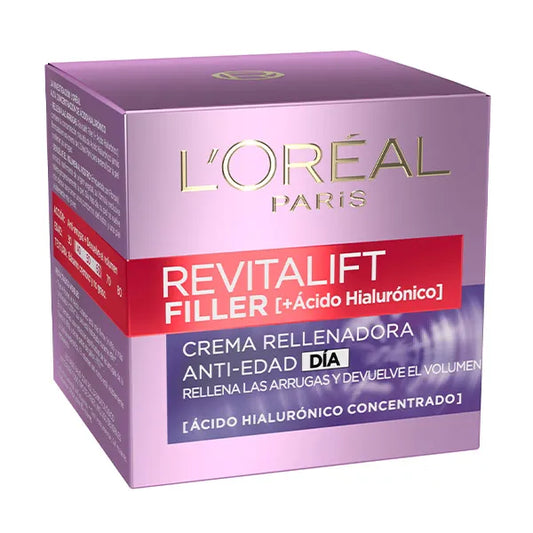 L'OREAL PARIS Revitalift Filler Crema De Día | Crema de día Rellenadora anti-edad con Ácido Hialurónico 50ML