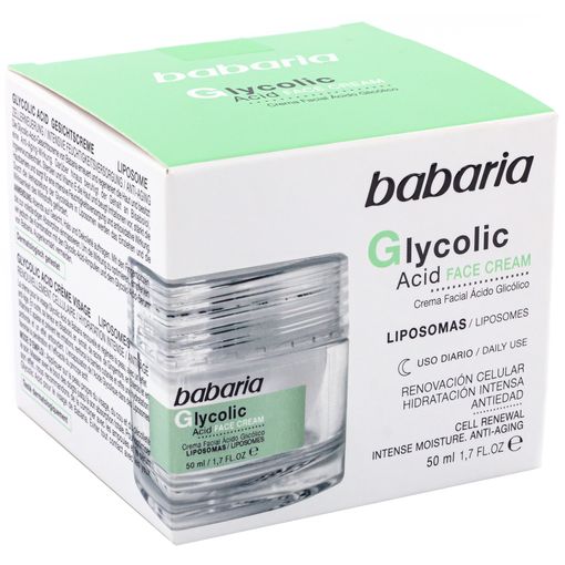 BABARIA Crema Facial Ácido Glicólico | Crema facial regeneradora anti-edad 50ML