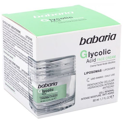 BABARIA Crema Facial Ácido Glicólico | Crema facial regeneradora anti-edad 50ML