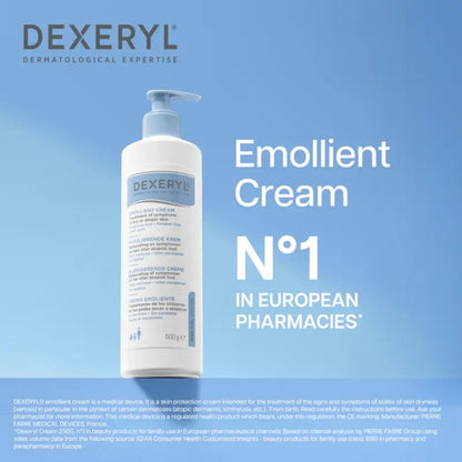 Dexeryl Crema Emoliente 500ml | Hidratante Corporal y Facial | Piel Seca, Atópica e Irritada | Alivia, Protege y Repara