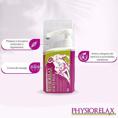 PHYSIORELAX FORTE PLUS 500ml - Crema de Masaje, Preparación y Recuperación de Músculos y Ligamentos, Antes y Después del Ejercicio