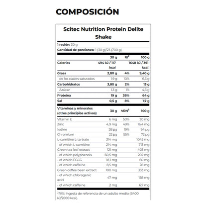 SCITEC NUTRITION Protein Delite Shake 700gr | Disfruta del sabor mientras nutres tus músculos