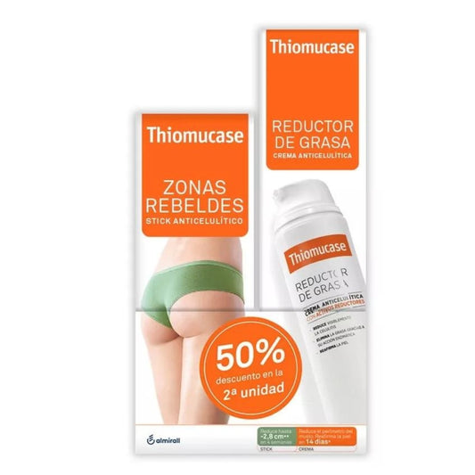 THIOMUCASE KIT Stick Zonas Rebeldes 75ml + Crema Reductora de Grasa 200ml