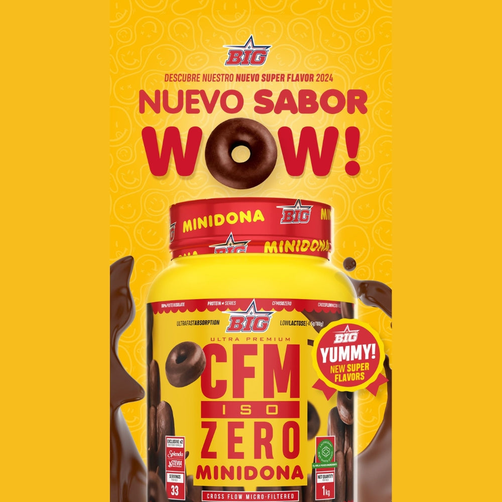 BIG Proteína CFM ISO ZERO sabor MINIDONA original - Proteína 100% aislada de calidad superior 1kg