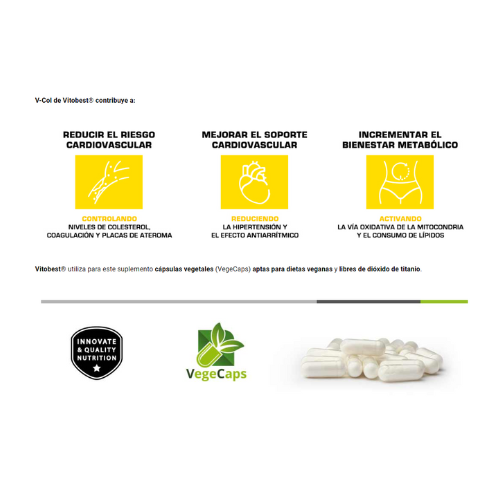 VITOBEST V-COL - Ayuda a la salud Cardiovascular y el control del Colesterol 60 Capsulas