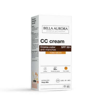 BEALLA AURORA CC Cream Antimanchas SPF50+ Tono medio 30ml