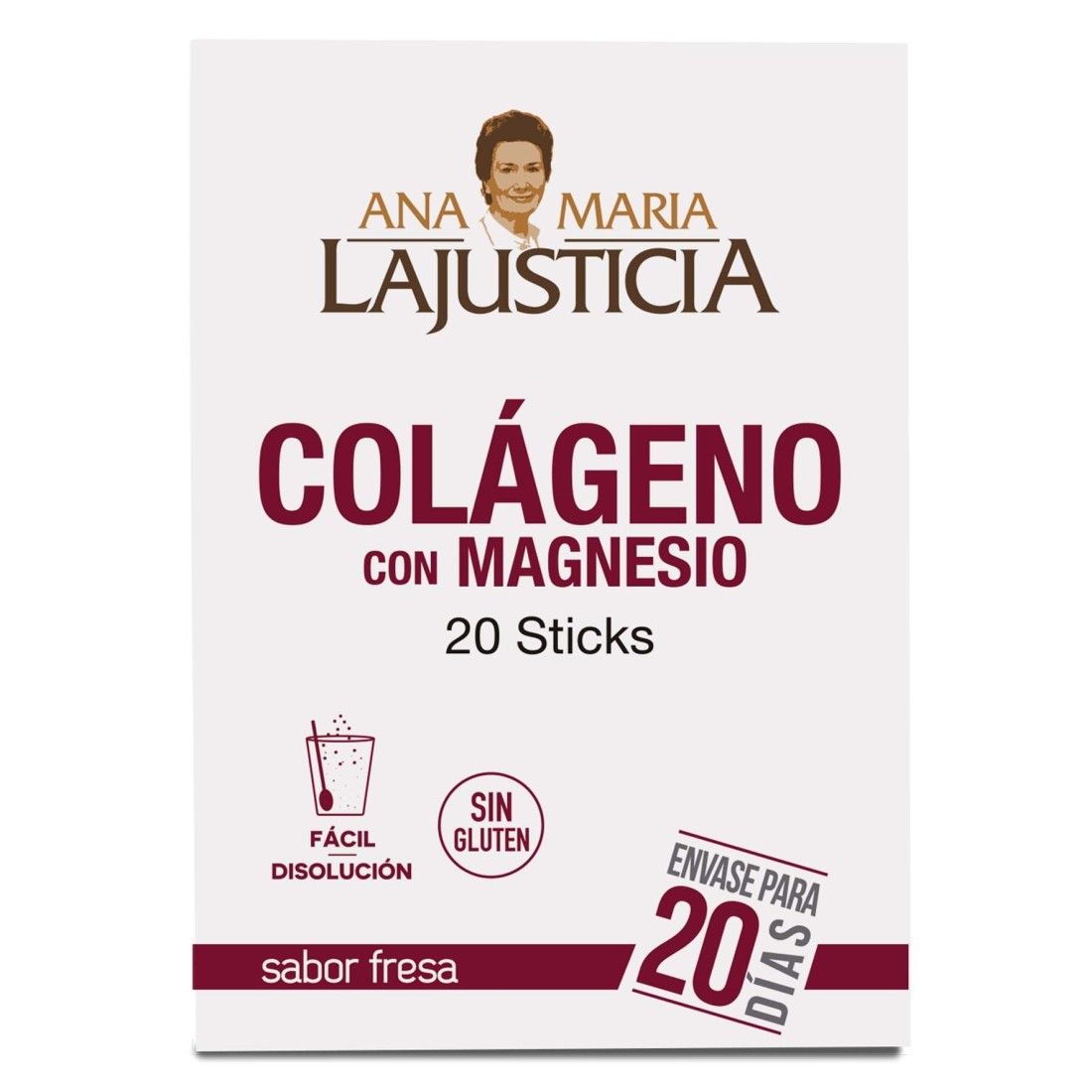 ANA MARÍA LAJUSTICIA Colágeno con magnesio. Sabor fresa (20 sobres)