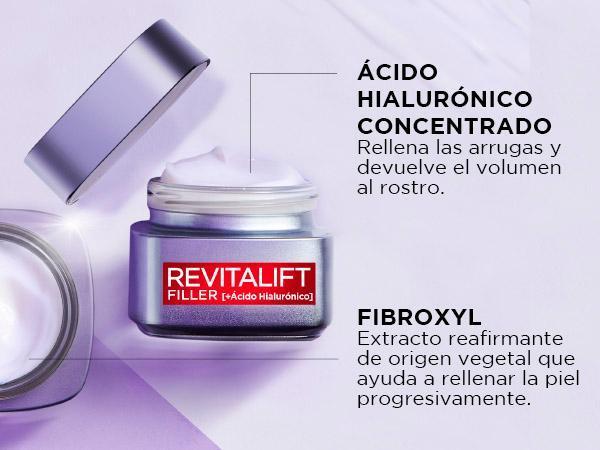 L'OREAL PARIS Revitalift Filler Crema De Día | Crema de día Rellenadora anti-edad con Ácido Hialurónico 50ML