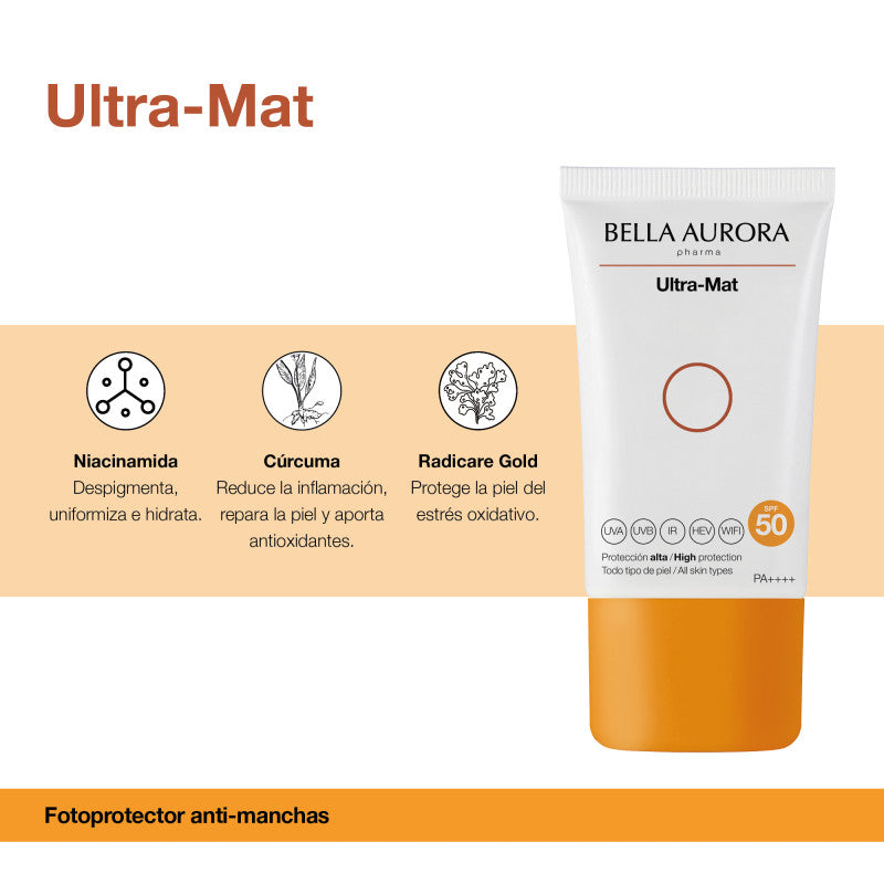 BELLA AURORA Fotoprotector anti-manchas Ultra-Mat SPF 50