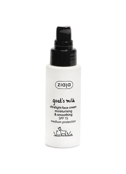 ZIAJA Leche de Cabra - Crema Facial Ultralight Hidratante y Suavizante SPF 15